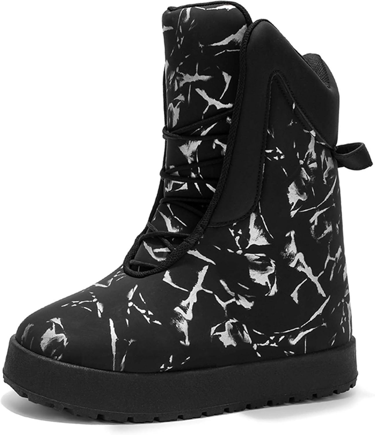 

Мужские большие желтые ботинки - повседневные зимние ботинки для снега - черные кожаные ботинки на шнуровке с платформой и закругленным носком - зима Generic