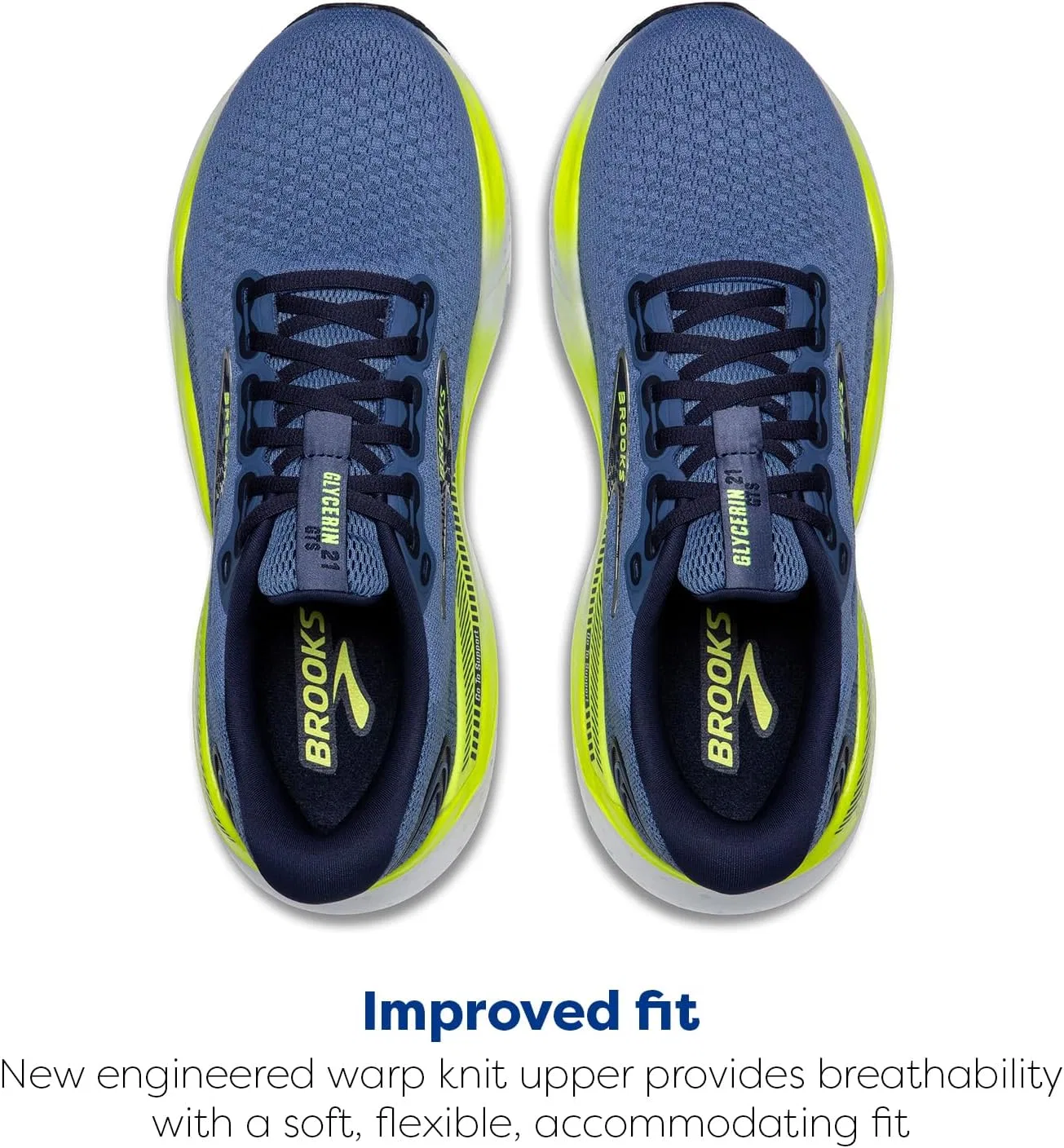 Мужские кроссовки Brooks Glycerin GTS 21, Blue Peacoat Lemon Yellow — фото 4