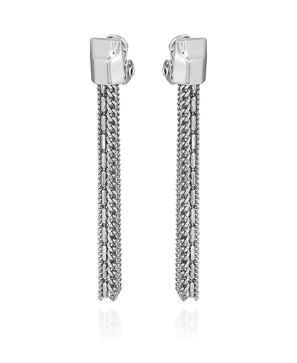 

Серьги-Клипсы с кисточками из комбинированной цепочки серебристого оттенка Vince Camuto, silver-tone