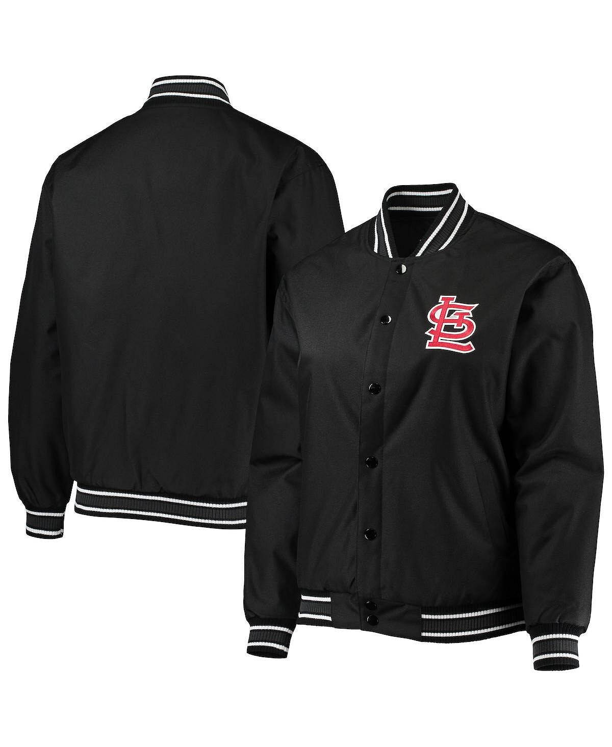 

Женская черная куртка на кнопках из поли-твила St. Louis Cardinals большого размера JH Design, черный