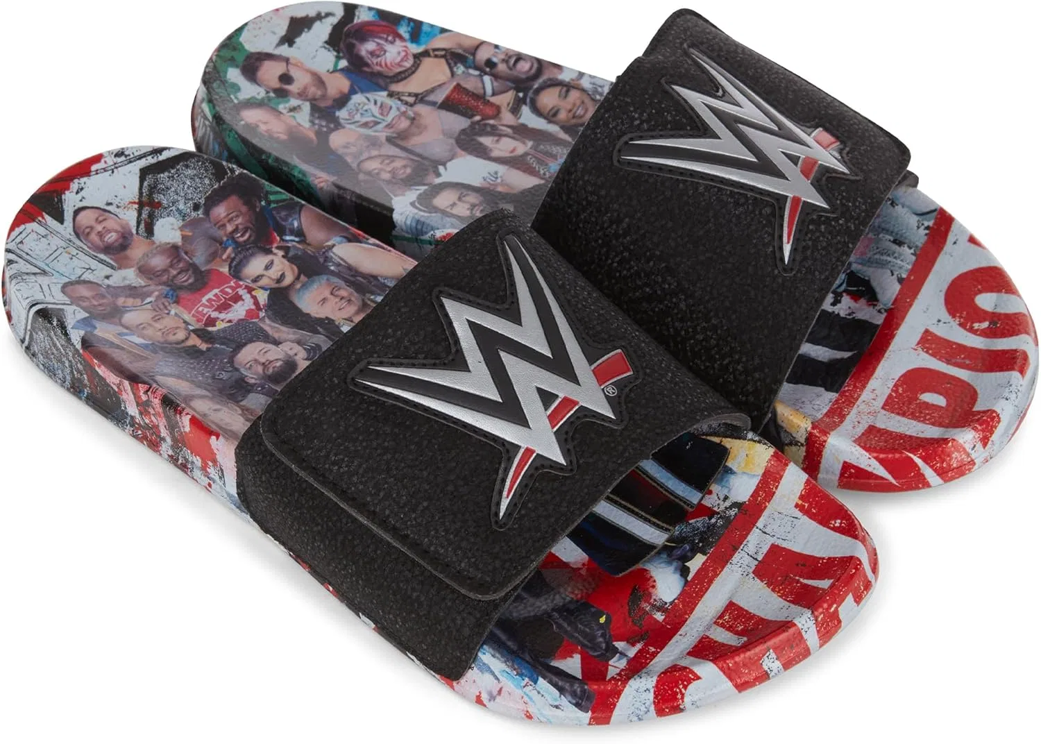 Кроссовки-шлепанцы с изображением чемпионского пояса WWE для мужчин - Джон Сина, Роман Рейнс, Сет Роллинз, Black