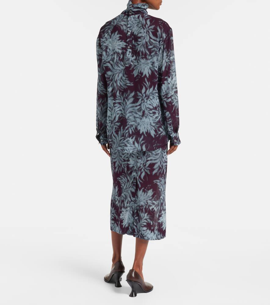 Расписная шифоновая водолазка с прозрачным эффектом Dries Van Noten, Burgundy — фото 3