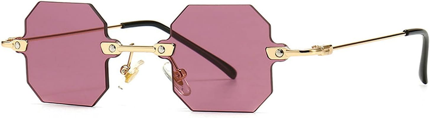 

Модные солнцезащитные очки Polygon Rimless Square Sunglasses для женщин в винтажном стиле с металлическими линзами и прозрачными линзами цвета океана, а также мужские солнцезащитные очки UV400 синего и розового цвета COTIA, Purple