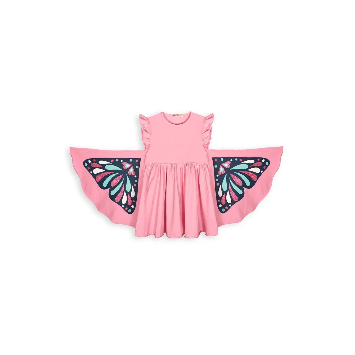Платье с бабочками Denokids, розовое