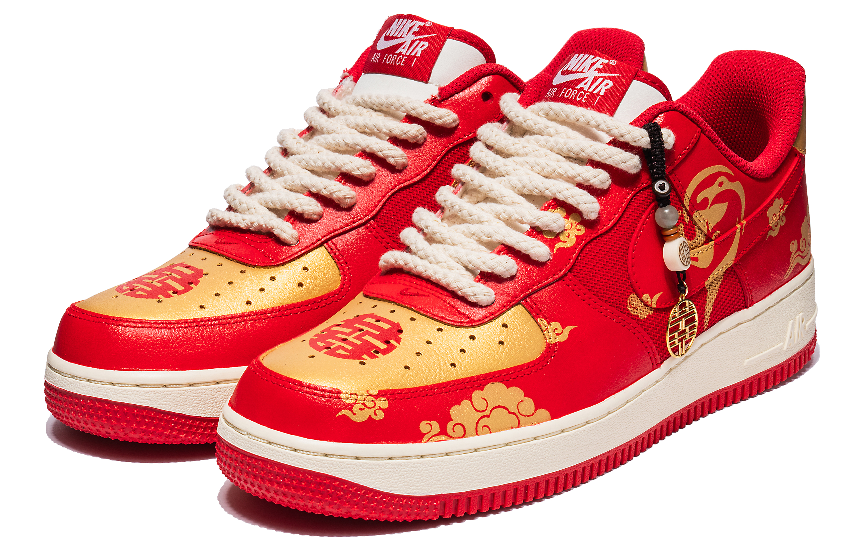 

Кроссовки Nike Air Force 1 Skateboarding Shoes Unisex Low-top Gold, красный