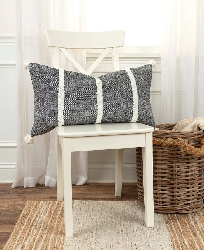 

Декоративная подушка для поясницы Modern Strip, 14 x 26 дюймов Rizzy Home, черный