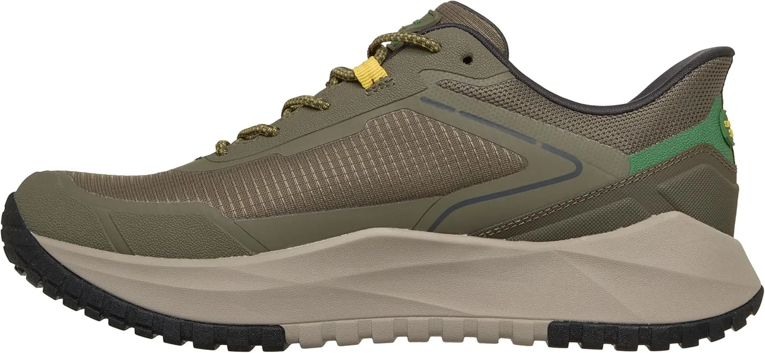 Мужские водонепроницаемые спортивные кроссовки Skechers John Deere из износостойкой ткани с эластичным ремешком и резиновой амортизацией Goodyear, зеленый — фото 2