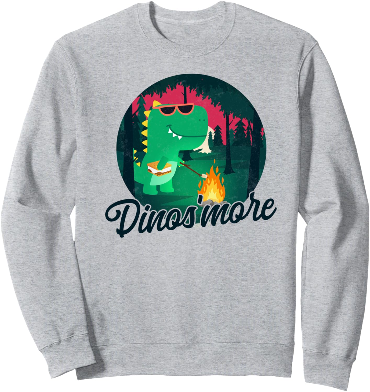 

Милый летний динозавр, толстовка с изображением костра и зефира Camping Camper Lover Saying Hd0, серый