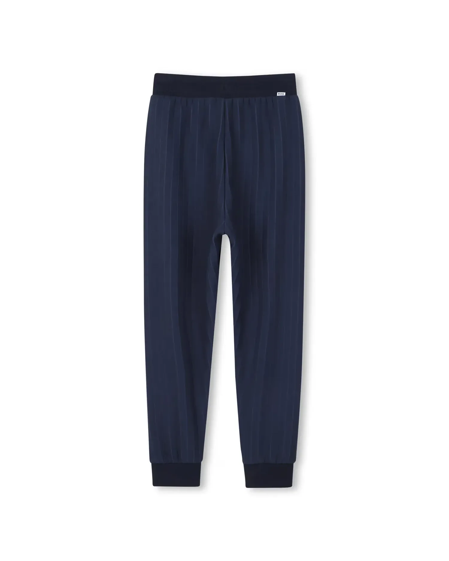 Спортивные брюки для мальчика из хлопка однотонные BOSS Kidswear, темно-синий — фото 4