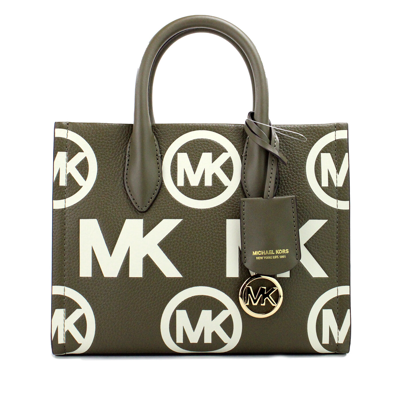 

Сумка-шоппер через плечо Mirella Small Olive с тиснением из кожи Michael Kors