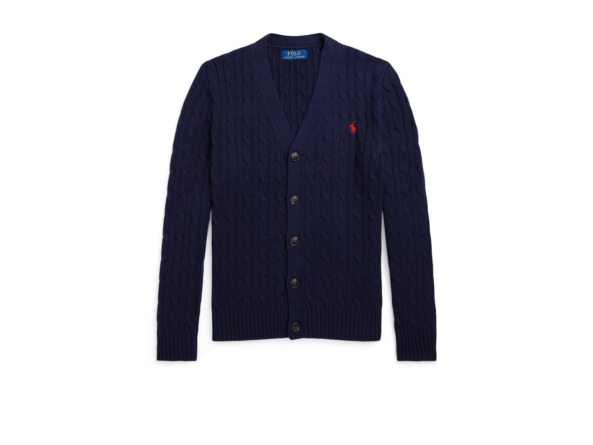 

Свитер Polo Ralph Lauren Kids Cable-Knit Cotton V-Neck Cardigan, цвет RL Navy