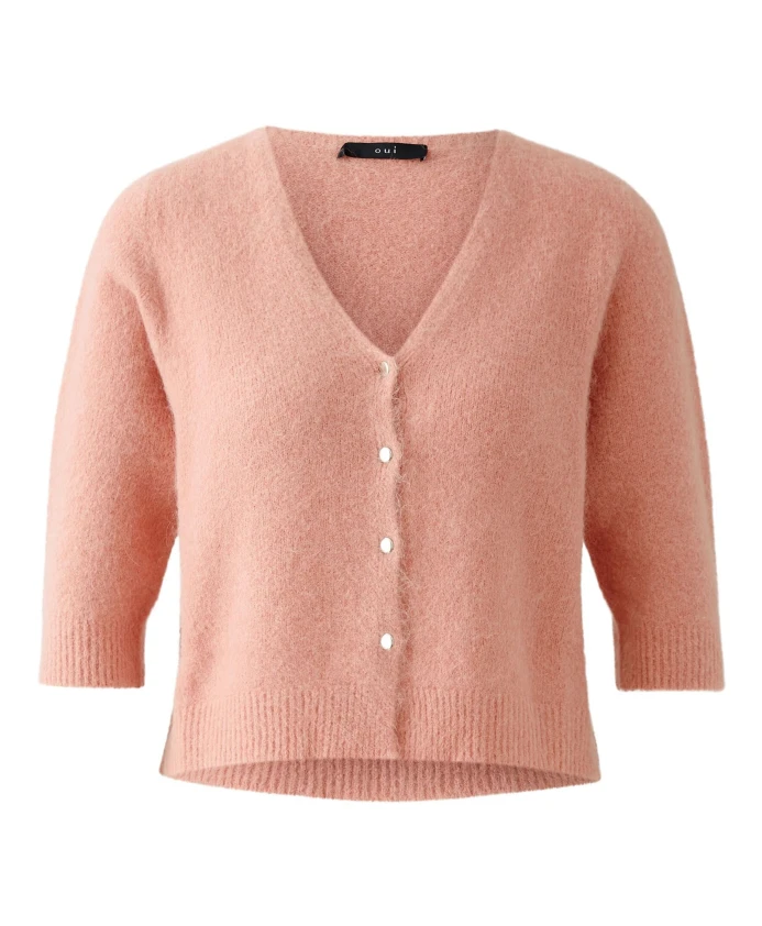 

Укороченный кардиган с V-образным вырезом Oui, розовый