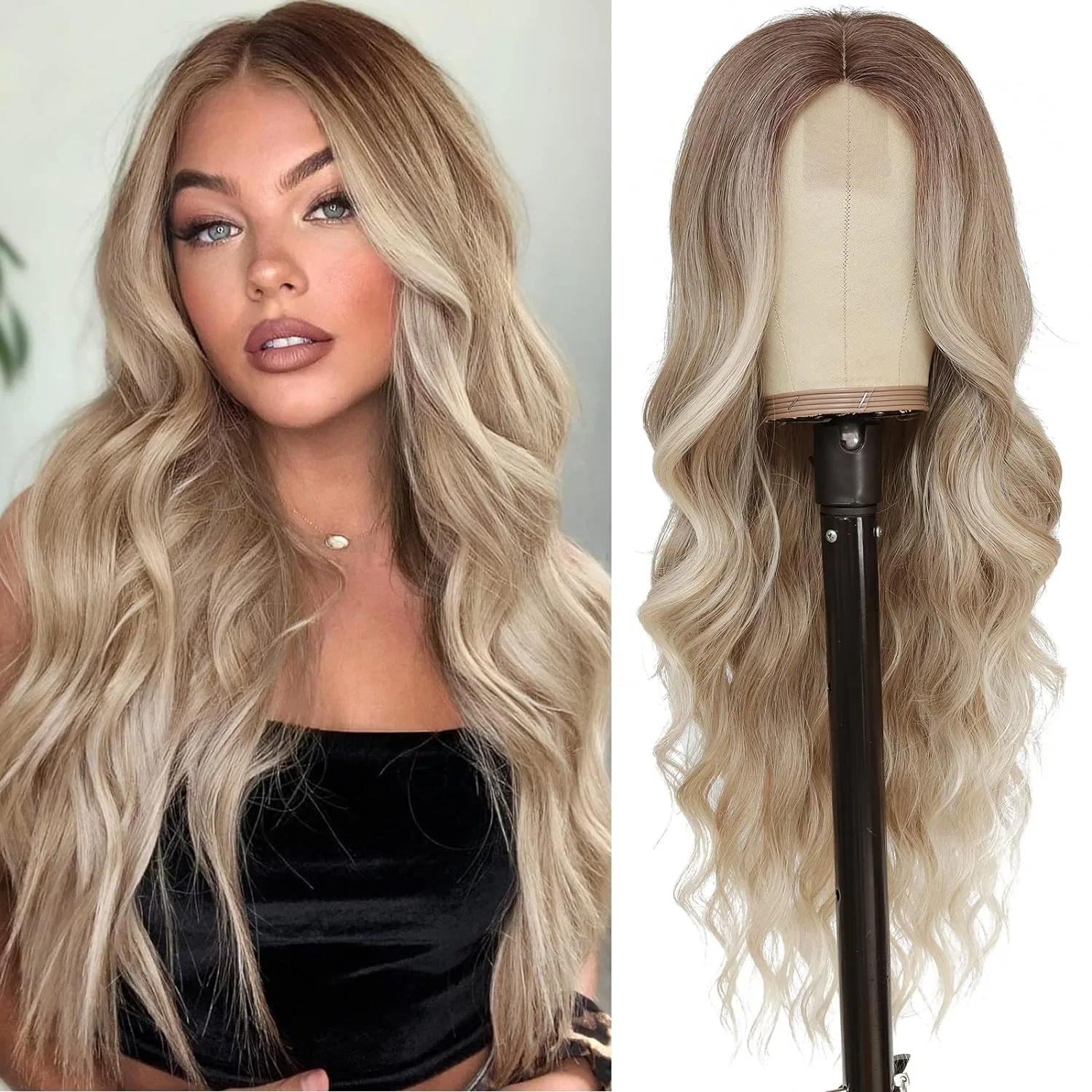 Длинный волнистый парик PORSMEER Ombre Blonde, 66 см Porsmeer, Ombre Blonde