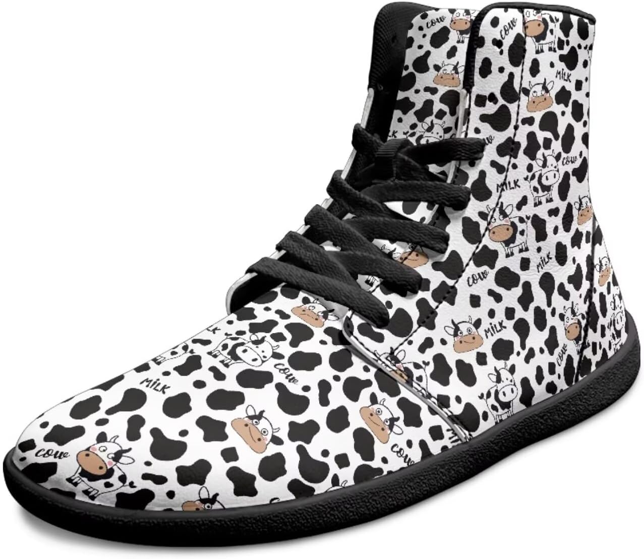

Высокие кроссовки для мужчин с широким носком, для босой ноги, противоскользящие, для занятий на улице, ходьбы и тренировок, ботинки до щиколотки Xixirimido, Cow Print