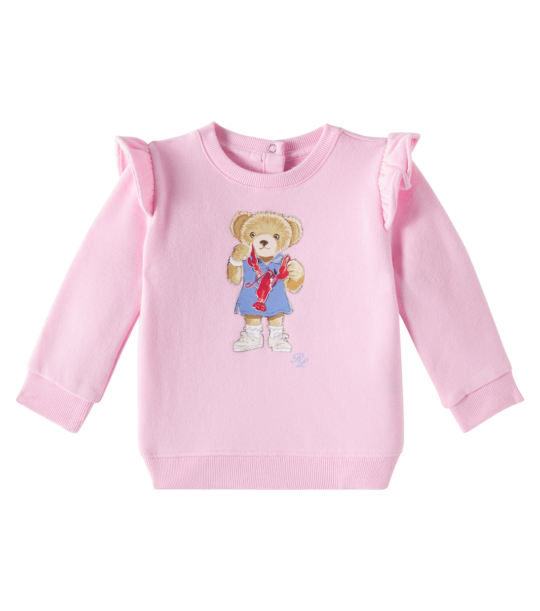 

Детская толстовка из хлопчатобумажного трикотажа с принтом Polo Ralph Lauren Kids, Bath Pink W Office Blue Ringer
