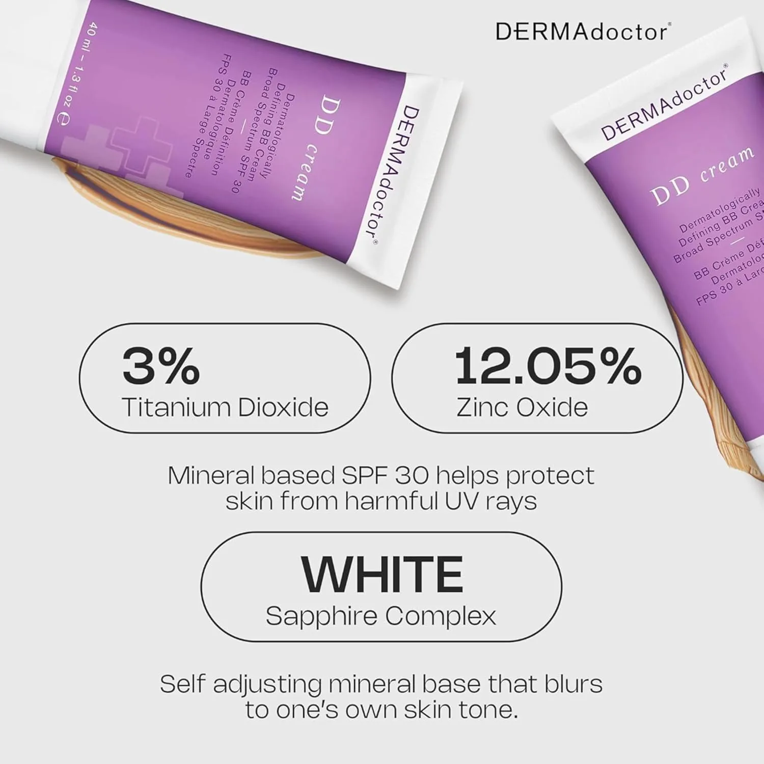 DERMAdoctor тонированный увлажняющий крем с SPF 30, минеральный DD крем, универсальный тонирующий праймер, увлажняющий крем для лица с SPF, легкое прозрачное покрытие, широкого спектра действия с оксидом цинка, для всех типов кожи, DD Face Cream — фото 4