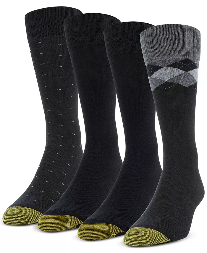 

Мужские повседневные носки-гольф Argyle, 4 пары Gold Toe, черный