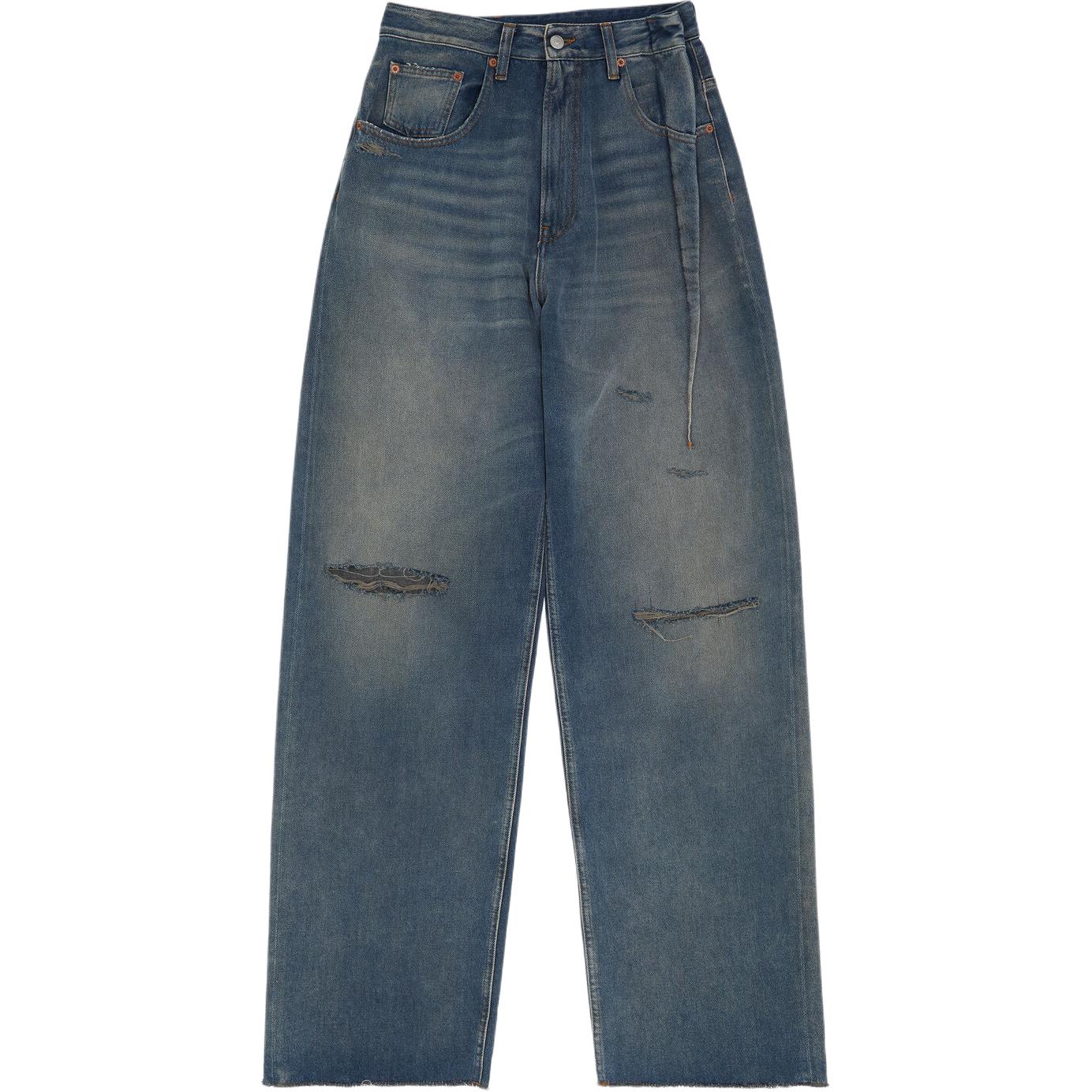 

MM6 Maison Margiela MM6 Джинсы с потертостями серо-синего цвета