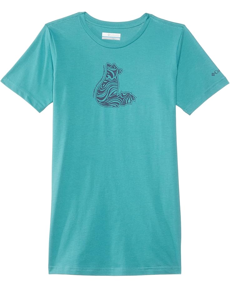 

Рубашка Columbia Kids Mission Lake Short Sleeve Graphic Shirt, цвет Teal/Foxy Swirl