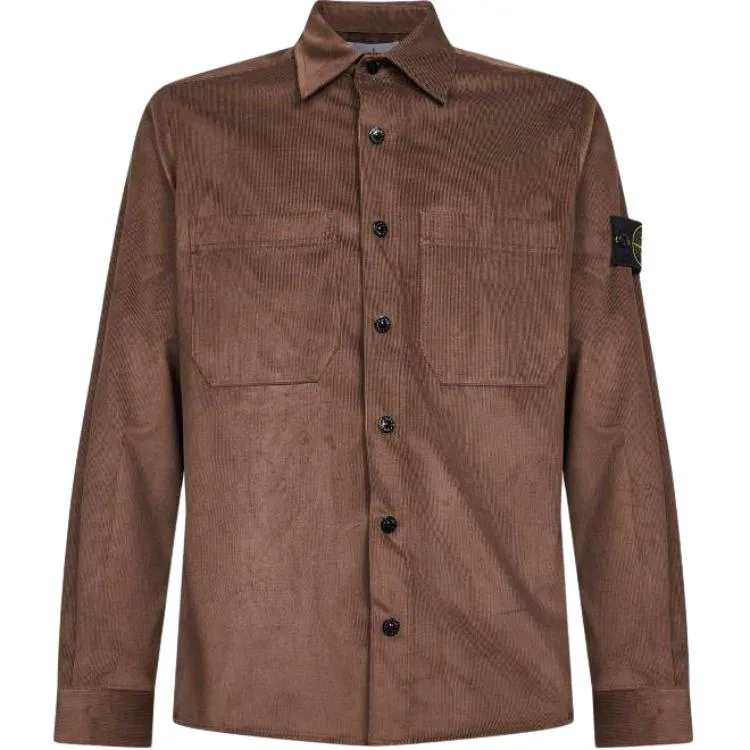Рубашка с длинным рукавом и накладным карманом STONE ISLAND, коричневый