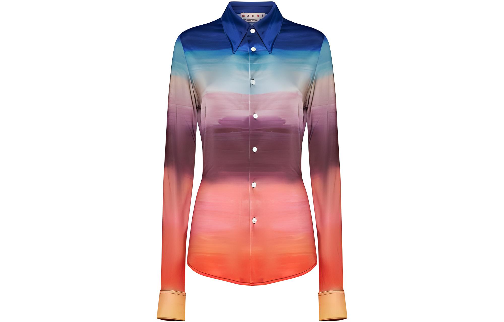 Рубашка с принтом тай-дай на пуговицах MARNI, multicolor