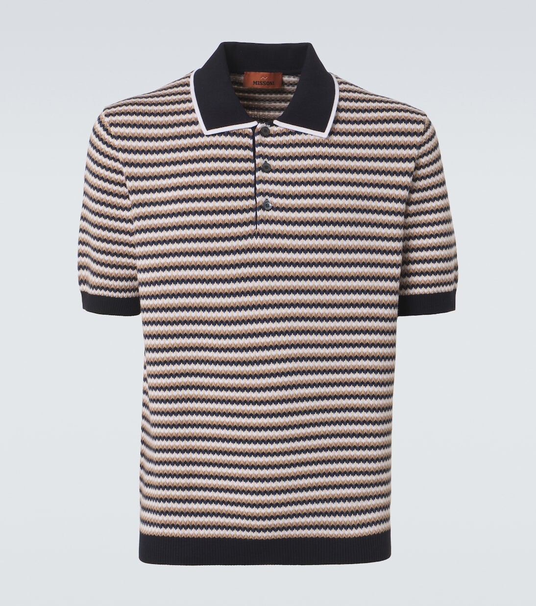 

Футболка-поло из хлопка с зигзагообразным узором Missoni, цвет beige and blue tones