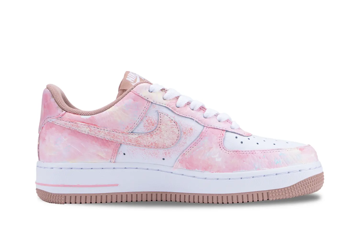 Nike Air Force 1 В поисках ароматного следа противоскользящие устойчивые к истиранию низкие скейтборд кроссовки женские белый розовый золото шоппинг сумка — фото 4