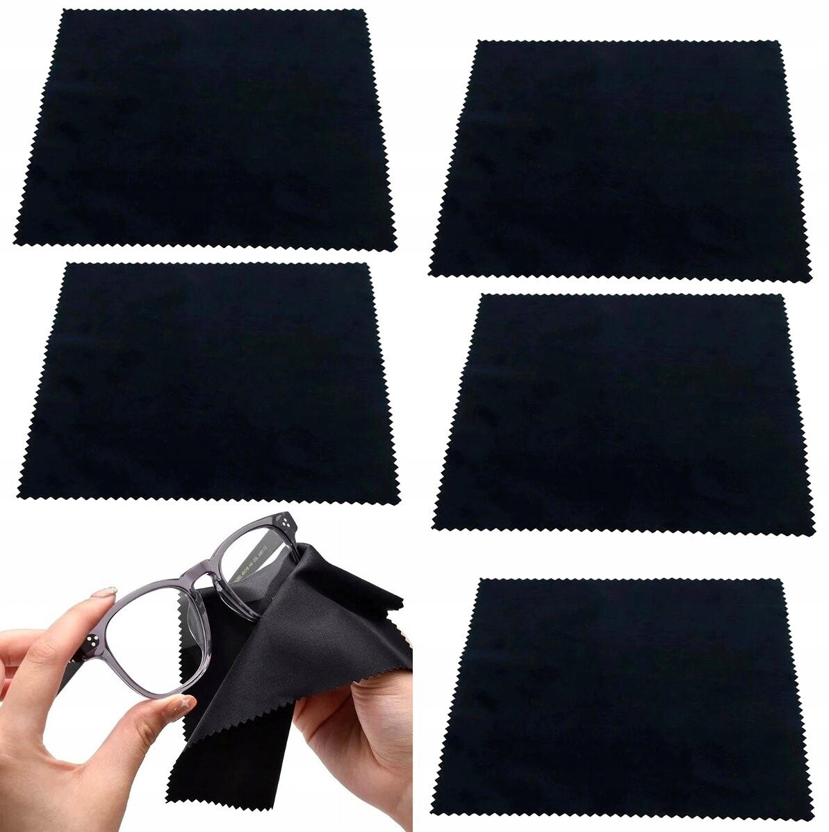 

Черная салфетка из микрофибры Салфетка для очков, 5 шт Edibazzar
