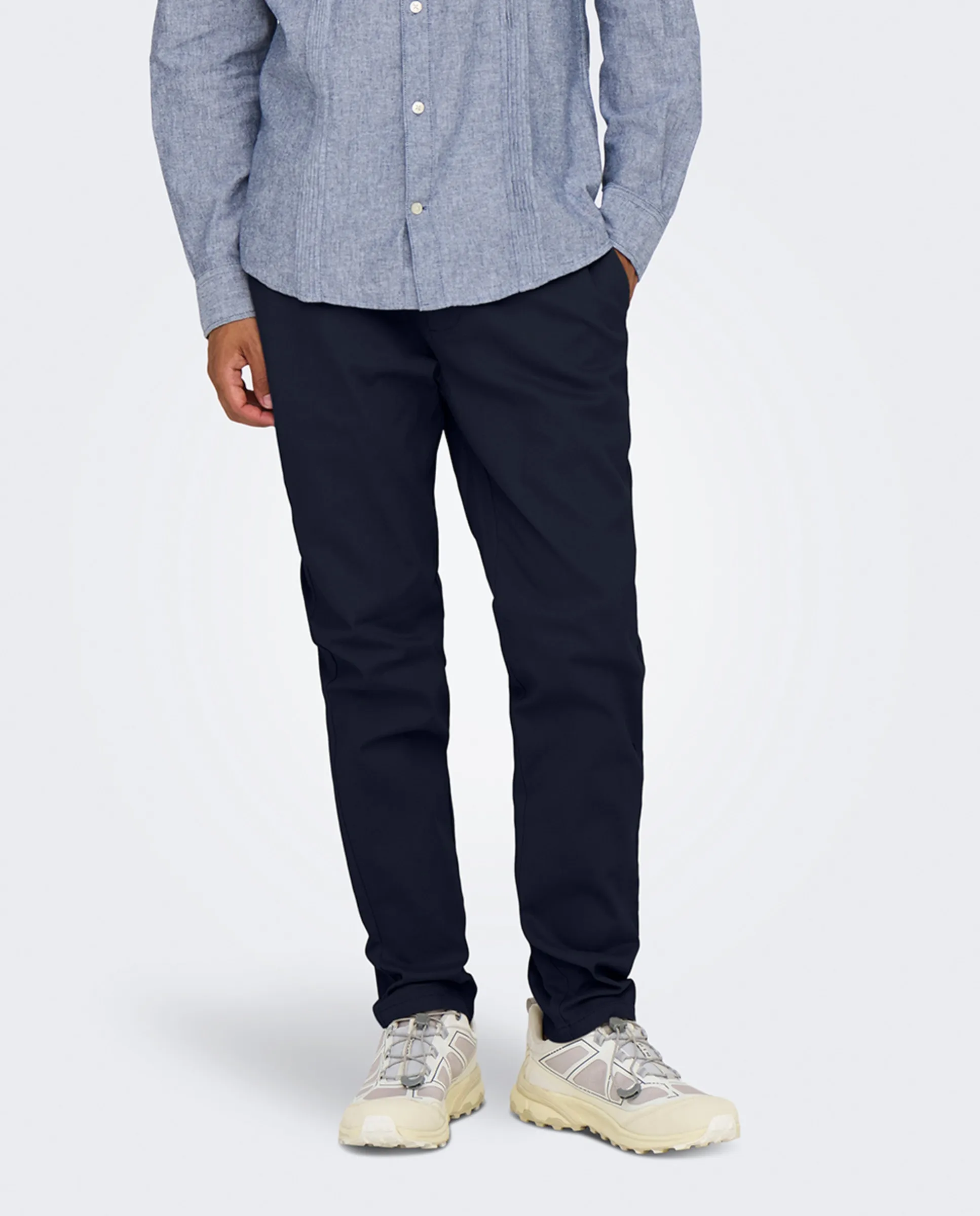 

Мужские классические брюки в китайском стиле slim fit Only & Sons, темно-синий