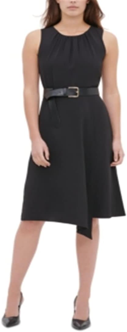 

Женское платье-халат Calvin Klein с рюшами и имитацией запаха для работы, Black