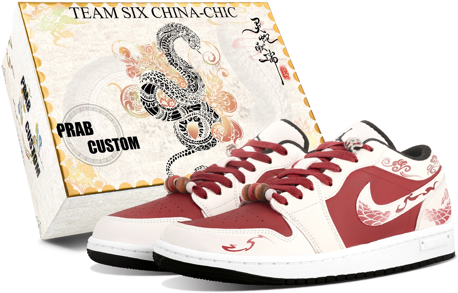 Jordan Кроссовки Air 1 Vintage мужские низкие Beige/Red — фото 4