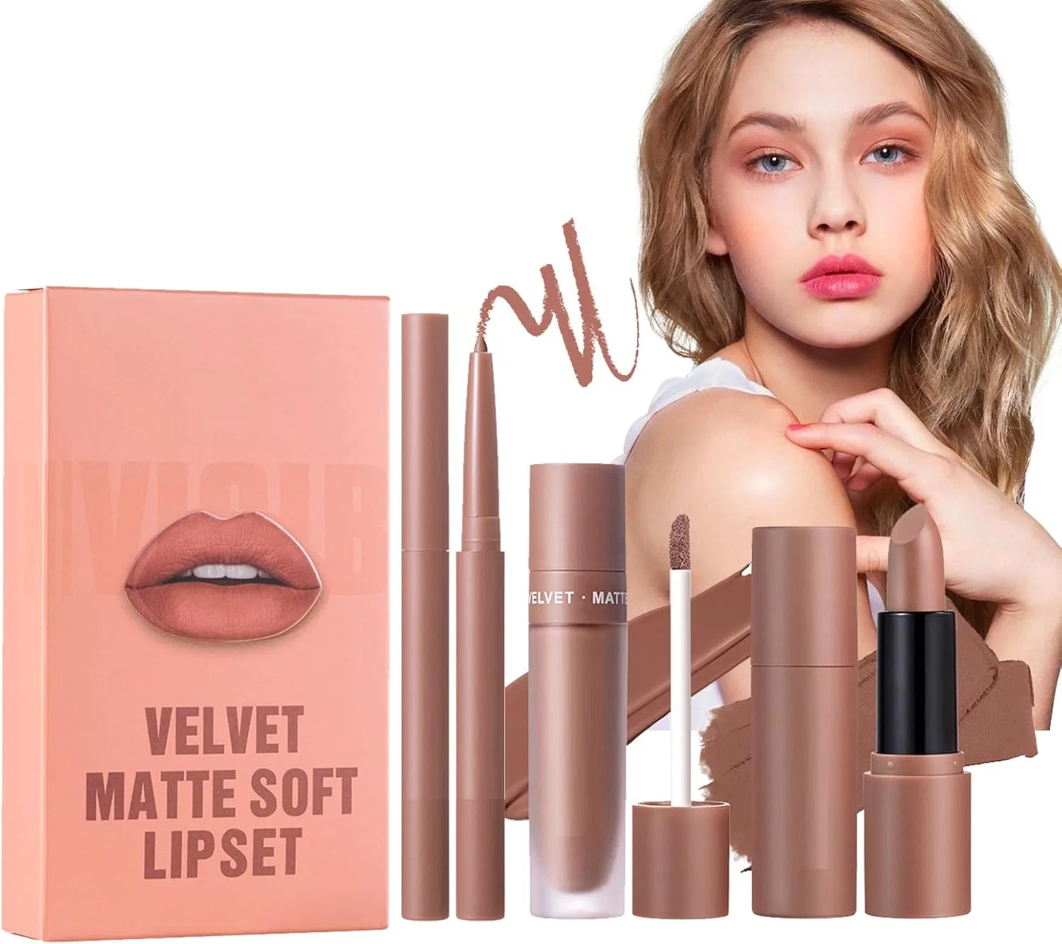 Набор для губ 3-в-1 матовый вельвет, Generic, 03#