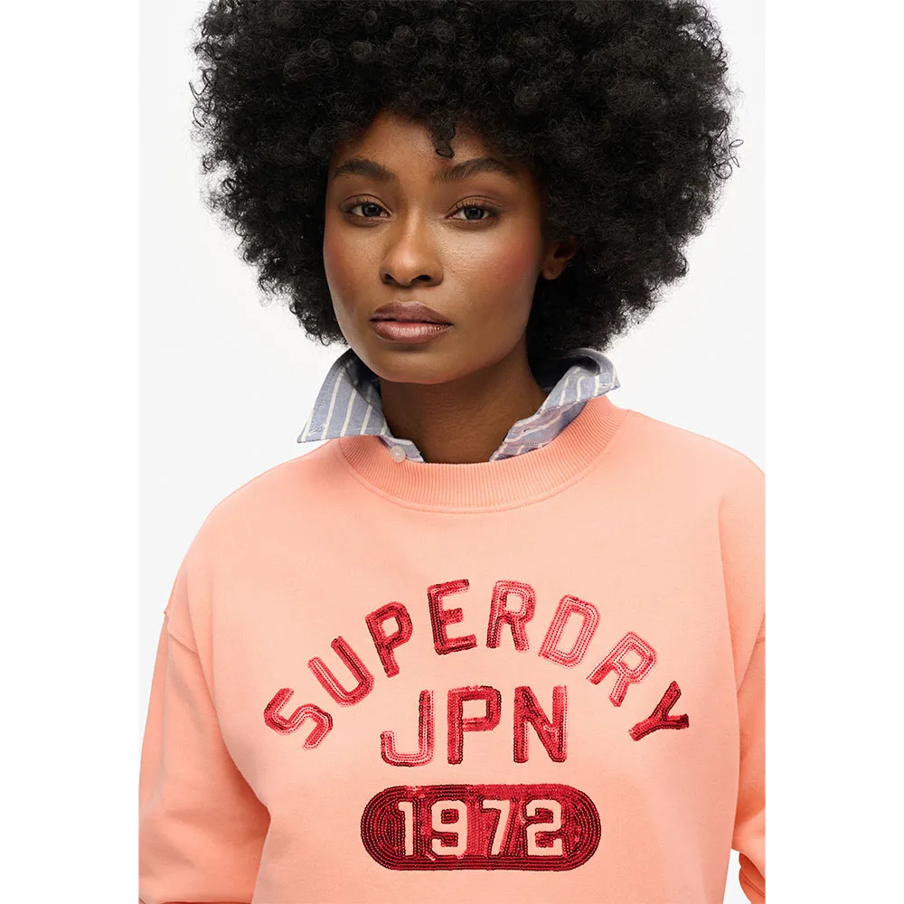 Толстовка Superdry Embellished Varsity Loose, оранжевый — фото 2