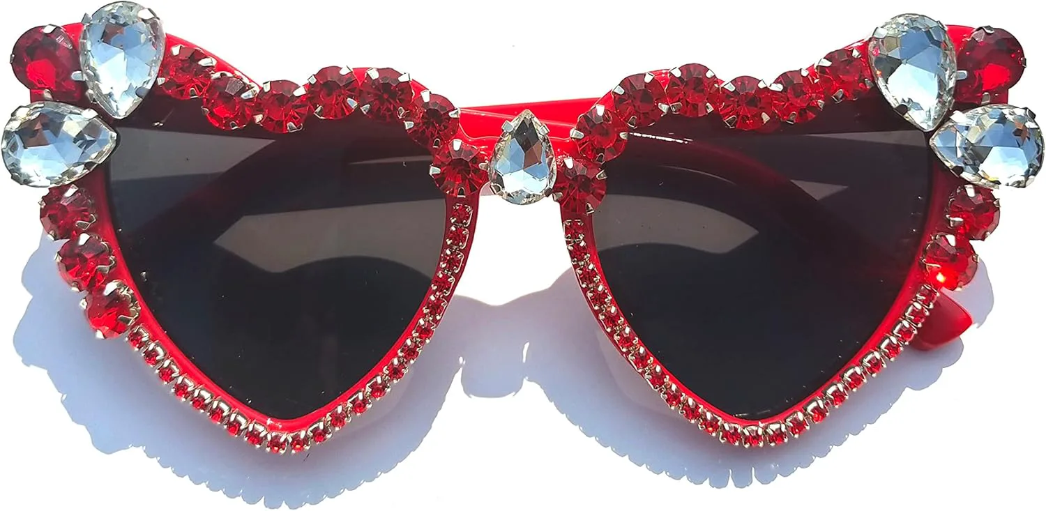 

Солнцезащитные очки Willochra в форме сердца со стразами, модные женские солнцезащитные очки с бриллиантовым блеском для вечеринки, хрустальные очки, Red