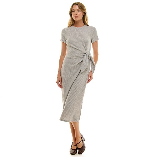 

Женское платье миди с боковым узлом Luxology, Heather Gray