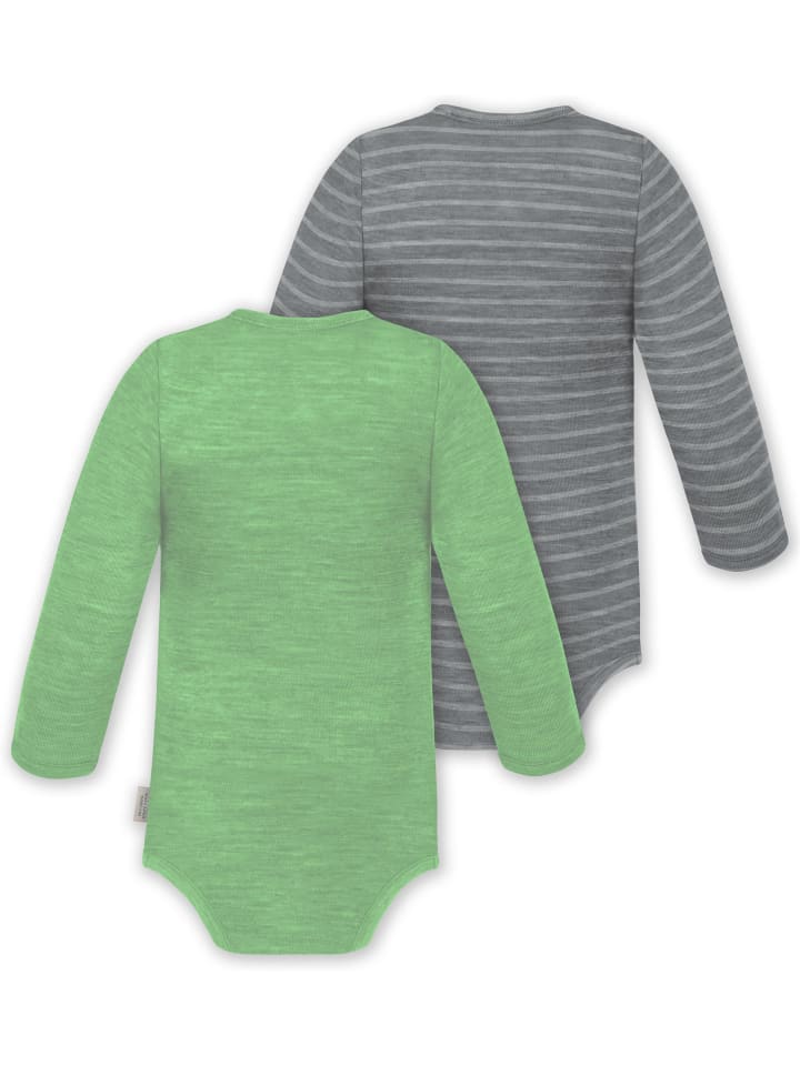 Normani Outdoor Sports Комплект из 2 детских боди с длинными рукавами из мериносовой шерсти, цвет Окленд, зелено-серый — фото 2