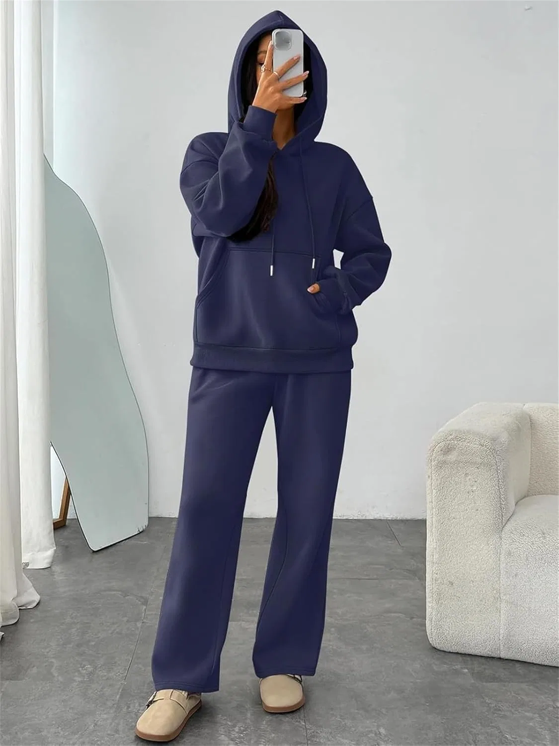 Спортивный костюм из толстовки и широких брюк, Light Gray — фото 2