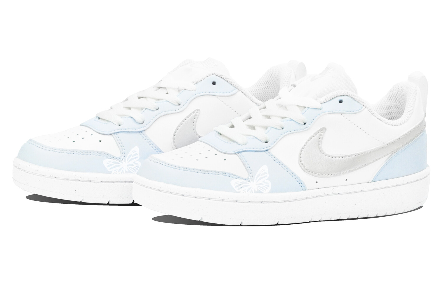 Кроссовки Nike Court Borough Skateboarding Shoes Women's Low-top Silver, голубой — фото 3