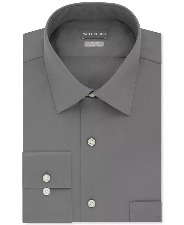 

Мужская приталенная рубашка из эластичного несминаемого атласа Van Heusen, серый