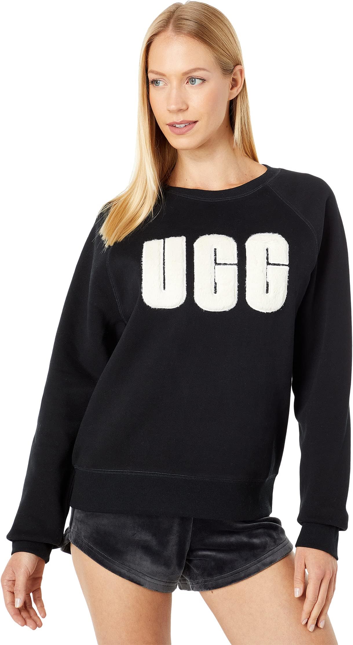 

Толстовка Madeline Fuzzy Logo Crew Neck T-Shirt UGG, цвет Black/Cream