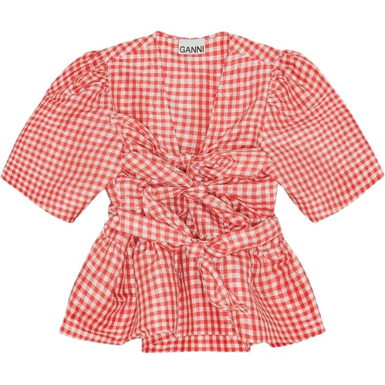 

Блузка с завязкой спереди GANNI, оранжевый