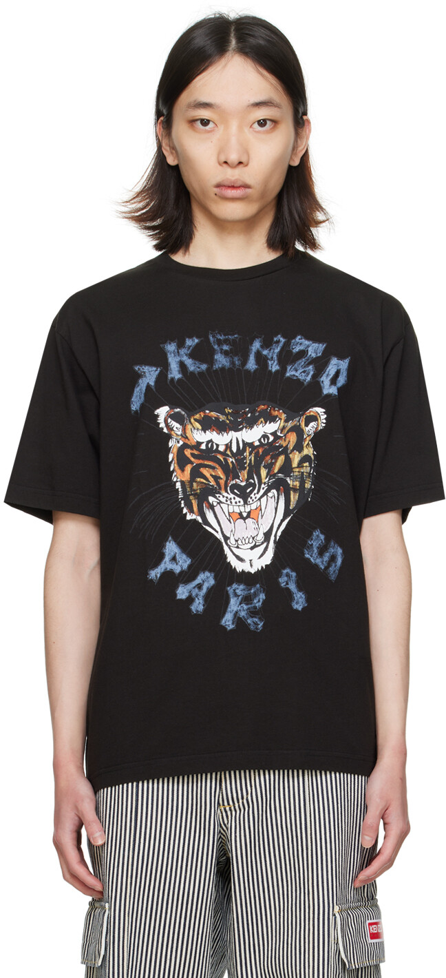 

Черная футболка с рисунком Парижа Kenzo