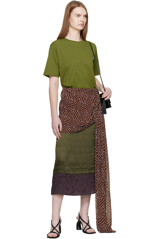 Dries Van Noten Зеленая хлопковая футболка — фото 4
