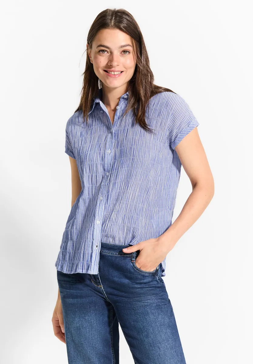 

Блузка Cecil с короткими рукавами, мятая, цвет Azure Blouse Blue