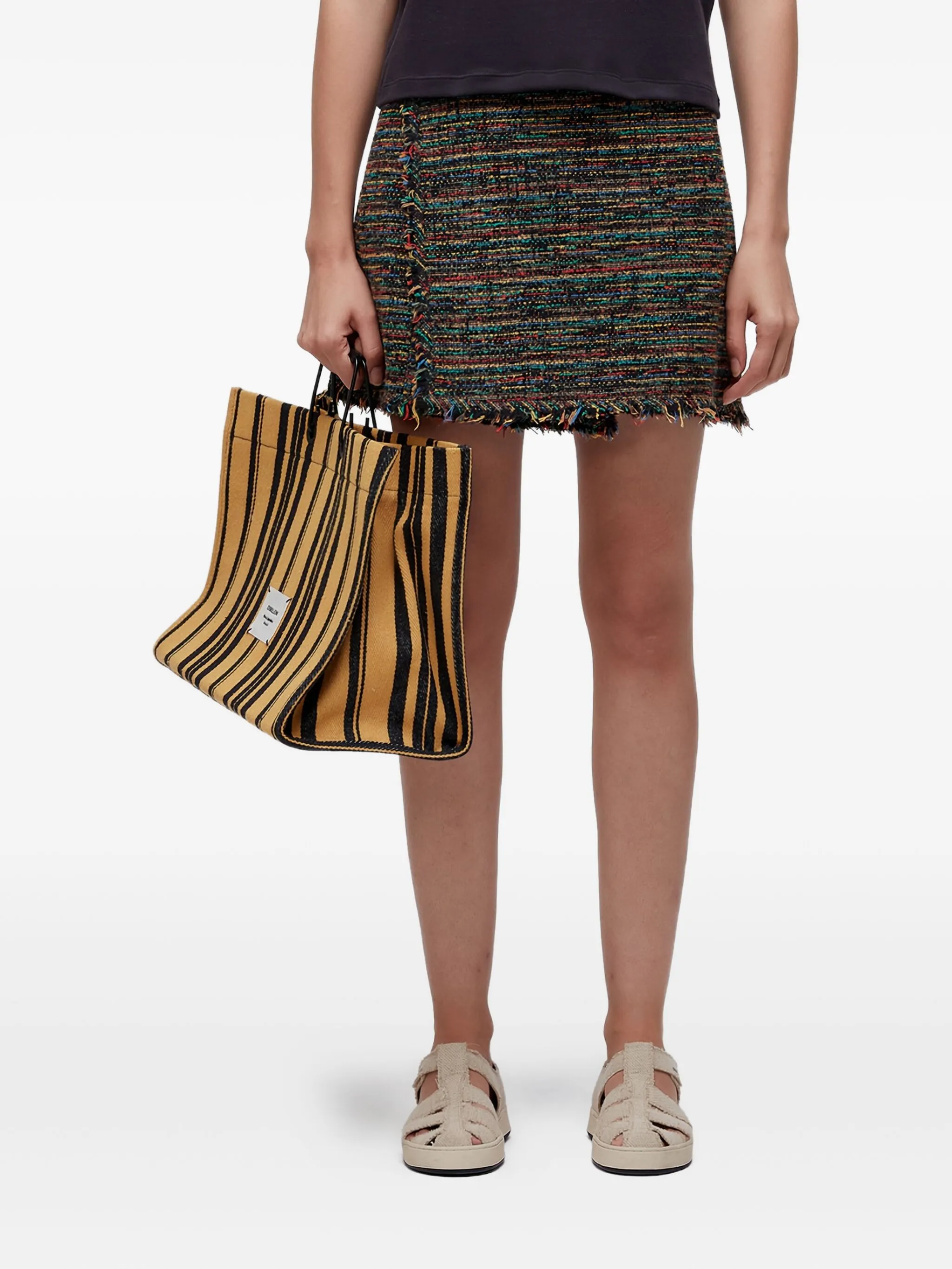 

Твидовая юбка мини с бахромой Osklen, черный