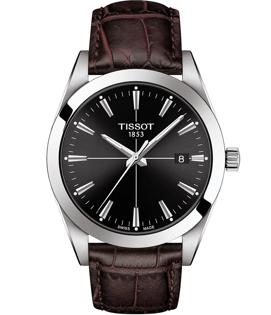 

Tissot Женские Джентльменские Коричневые Кожаные Часы с Тиснением, коричневый