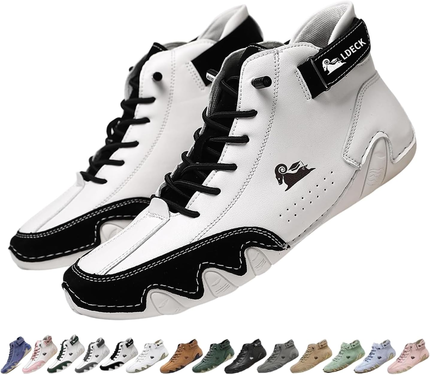 

Мужские и женские ортопедические ботинки Чакка ручной работы из кожи, водонепроницаемые легкие ботинки для вождения, удобные для прогулок и нескользящие для походов Generic, белый/черный