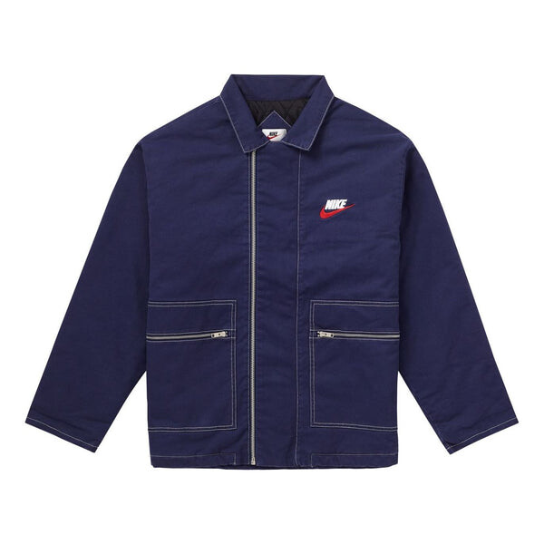 

Куртка fw18 x nike double zip quilted work jacket navy Supreme, синий