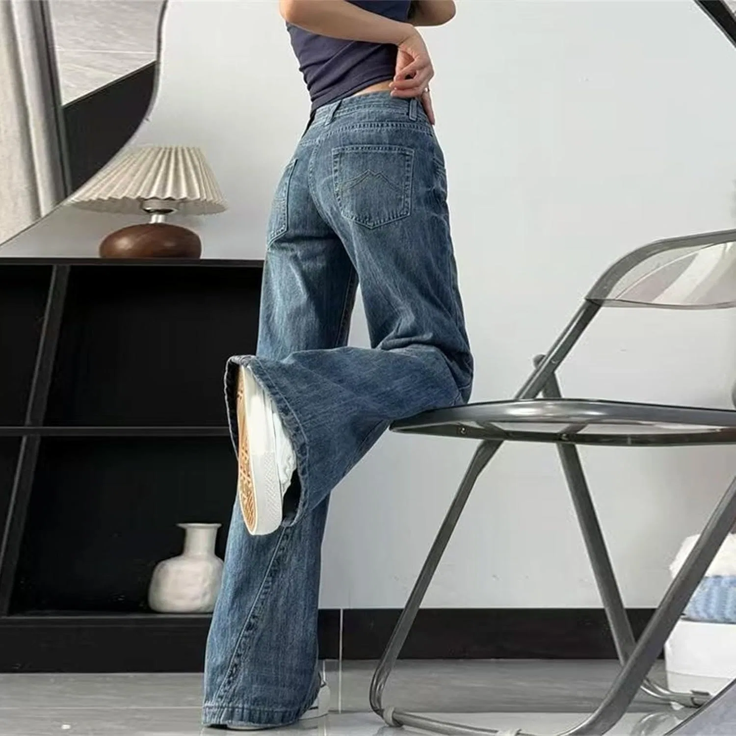 Джинсы свободные прямые Rise Jeans, синие — фото 4