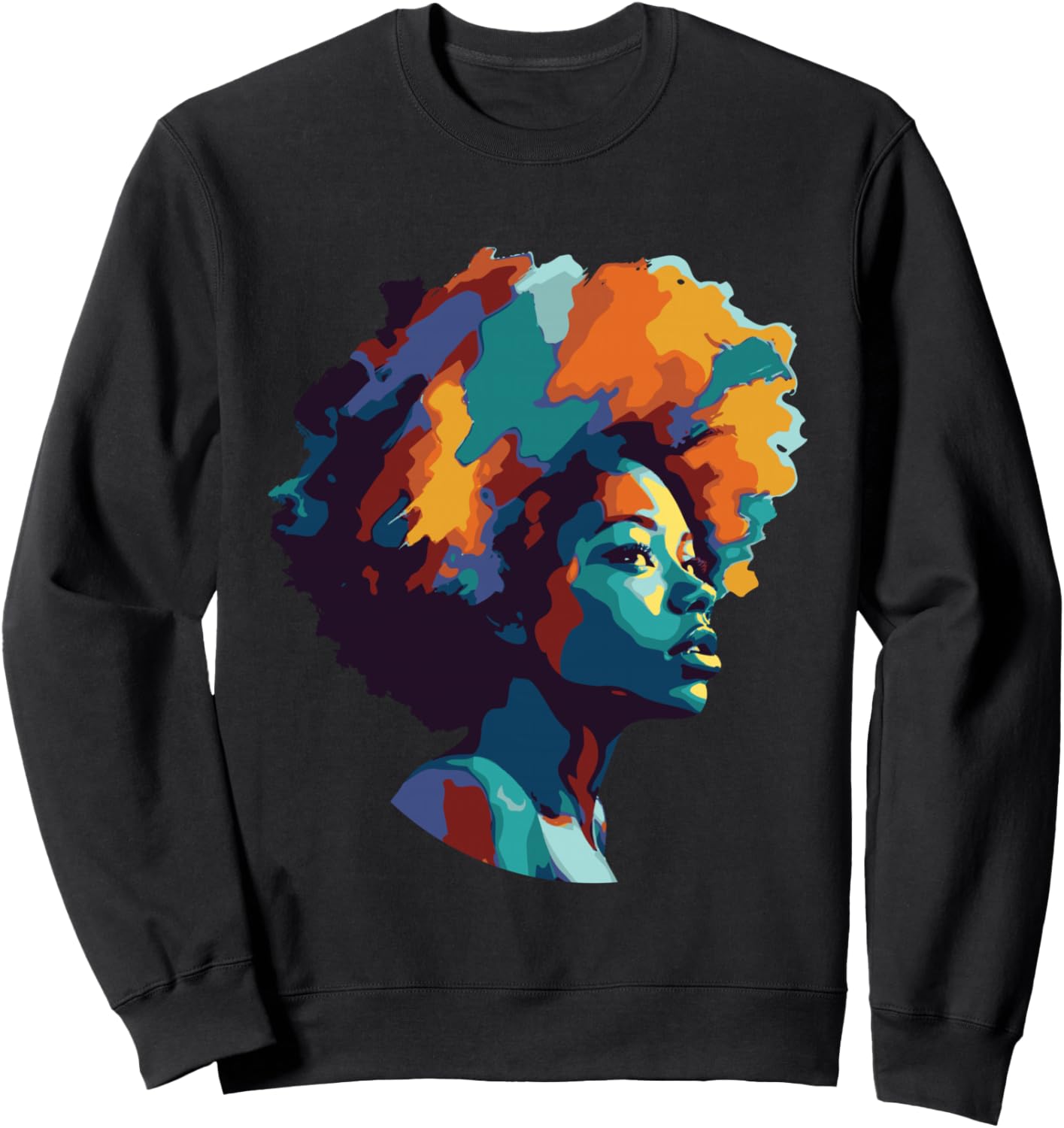 

Красочное искусство Черная королева Афро Меланин Капающая толстовка ко Дню освобождения рабов African American Woman Birthday Afro Black Queens